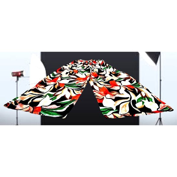Moon Orchid Palazzo Pants Medium Abstract Festive High Waist Cruise Islands EUC - Picture 6 of 12